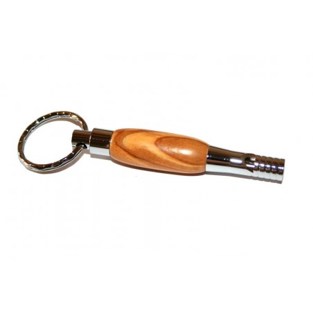Porte-clés mini sifflet chromé en bois d'Olivier