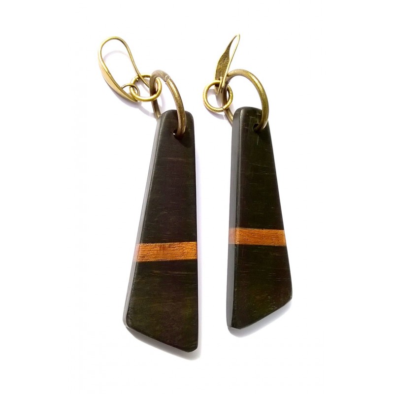 Boucles d'oreilles en ébène et bois exotique en forme de grand triangle-Boucles d'oreilles-ObjetsBois