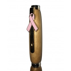 Stylo en bois avec ruban rose (Association de lutte contre le cancer du sein) en bois d'olivier de provence-Stylos à bille-Objet